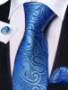 Barry Wang Royal Blue Men's Tie Paisley Silk Tie Hanky Cufflinks Set sold by Barrywang