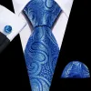 Barry Wang Royal Blue Men's Tie Paisley Silk Tie Hanky Cufflinks Set sold by Barrywang