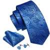 Barry Wang Royal Blue Men's Tie Paisley Silk Tie Hanky Cufflinks Set sold by Barrywang