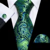 Barry. Wang Green Tie Blue Yellowgreen Paisley Silk Tie Pocket Square Cufflinks Set sold by Barrywang