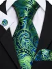 Barry. Wang Green Tie Blue Yellowgreen Paisley Silk Tie Pocket Square Cufflinks Set sold by Barrywang