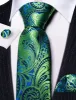 Barry. Wang Green Tie Blue Yellowgreen Paisley Silk Tie Pocket Square Cufflinks Set sold by Barrywang