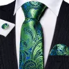 Barry. Wang Green Tie Blue Yellowgreen Paisley Silk Tie Pocket Square Cufflinks Set sold by Barrywang