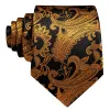 Barry Wang Paisley Necktie Black Golden Jacquard Men's Formal Tie Set sold by Barrywang