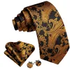 Barry Wang Paisley Necktie Black Golden Jacquard Men's Formal Tie Set sold by Barrywang