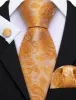 Barry Wang Orange Paisley 63 Inches Extra Long Tie Hanky Cufflinks Set sold by Barrywang