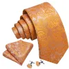 Barry Wang Orange Paisley 63 Inches Extra Long Tie Hanky Cufflinks Set sold by Barrywang