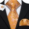 Barry Wang Orange Paisley 63 Inches Extra Long Tie Hanky Cufflinks Set sold by Barrywang