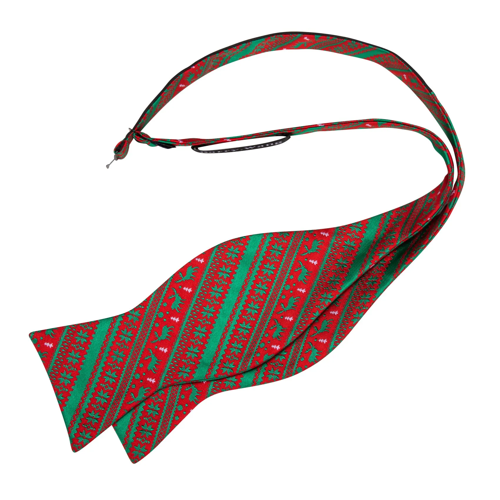 Barry Wang Christmas Green Red Xmas Elk Self Tied Bow Tie Hanky Cufflinks Set sold by Barrywang product image thumbnail 3