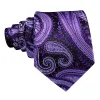 Barry Wang Purple White Paisley Silk Tie Handkerchief Cufflinks Set sold by Barrywang