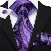 Barry Wang Purple White Paisley Silk Tie Handkerchief Cufflinks Set sold by Barrywang