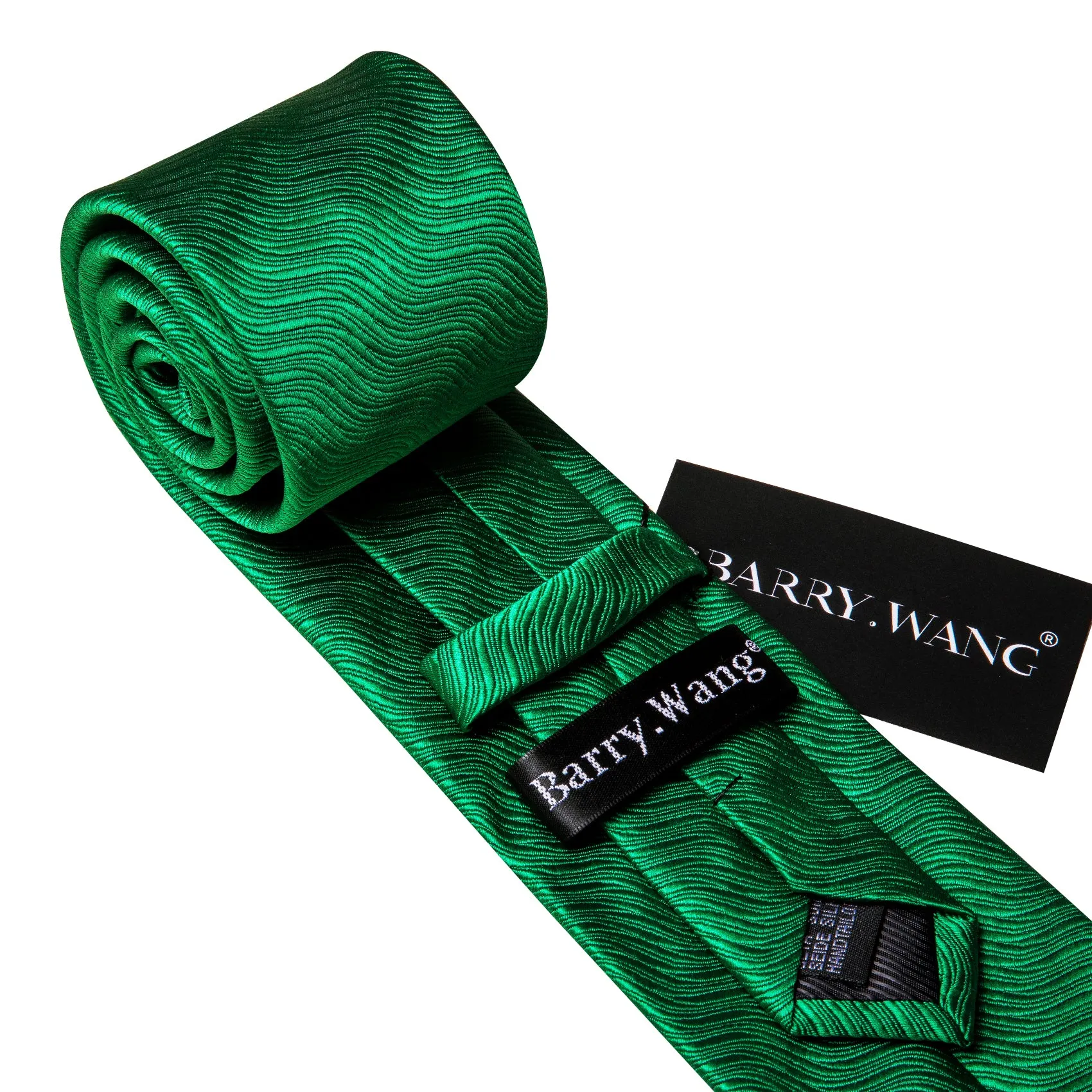 Barry Wang Dark Green Solid Silk Tie Handkerchief Cufflinks Set Formal sold by Barrywang product image thumbnail 5