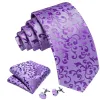 Purple Floral Silk Tie Pocket Square Cufflinks Set sold by Barrywang