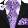 Purple Floral Silk Tie Pocket Square Cufflinks Set sold by Barrywang