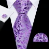 Purple Floral Silk Tie Pocket Square Cufflinks Set sold by Barrywang