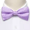 Purple Plaid Pre-tied Bow Tie Hanky Cufflinks Set sold by Barrywang