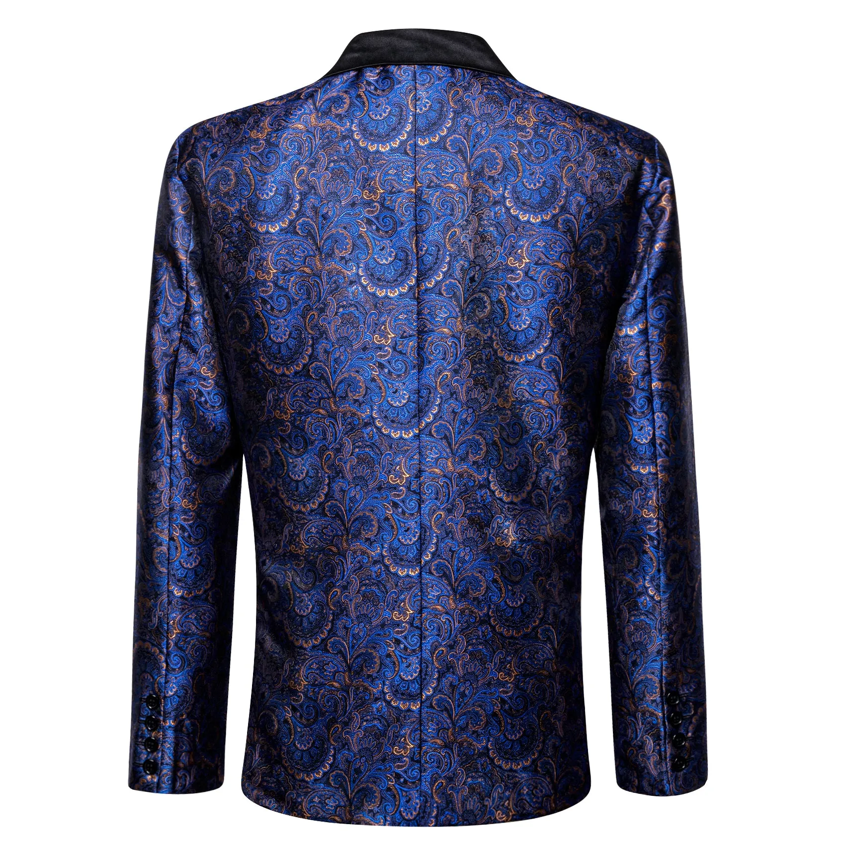 Barry. Wang Men Wedding Top Blue Paisley Slim One Button Stylish Blazer sold by Barrywang product image thumbnail 5