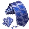 Barry Wang Blue Silver Floral Silk Men's Necktie Hanky Cufflinks Set sold by Barrywang