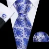 Barry Wang Blue Silver Floral Silk Men's Necktie Hanky Cufflinks Set sold by Barrywang