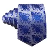 Barry Wang Blue Silver Floral Silk Men's Necktie Hanky Cufflinks Set sold by Barrywang