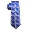Barry Wang Blue Silver Floral Silk Men's Necktie Hanky Cufflinks Set sold by Barrywang