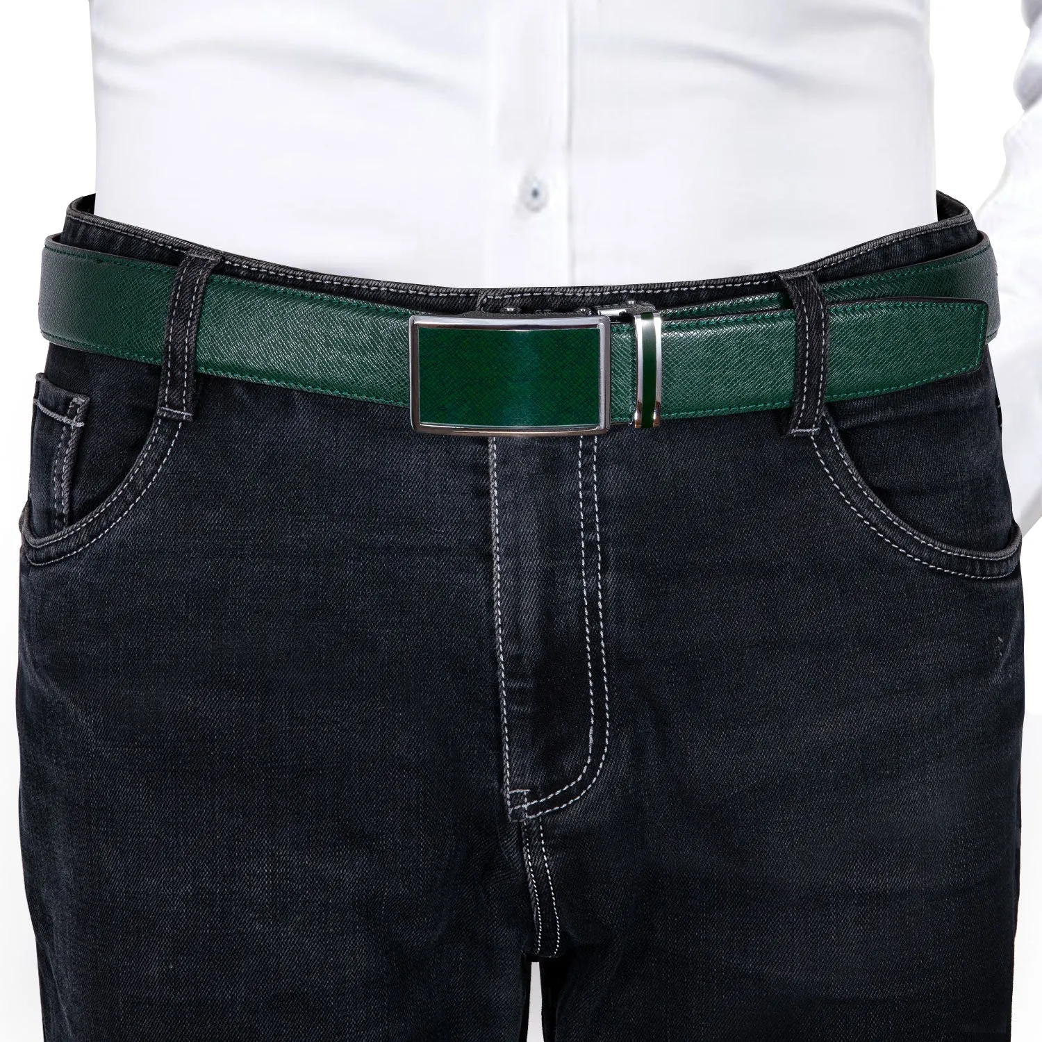 Luxury Green Plaid Metal Buckle Genuine Leather Belt 110cm-160cm Barry Wang Belt sold by Barrywang product image thumbnail 4