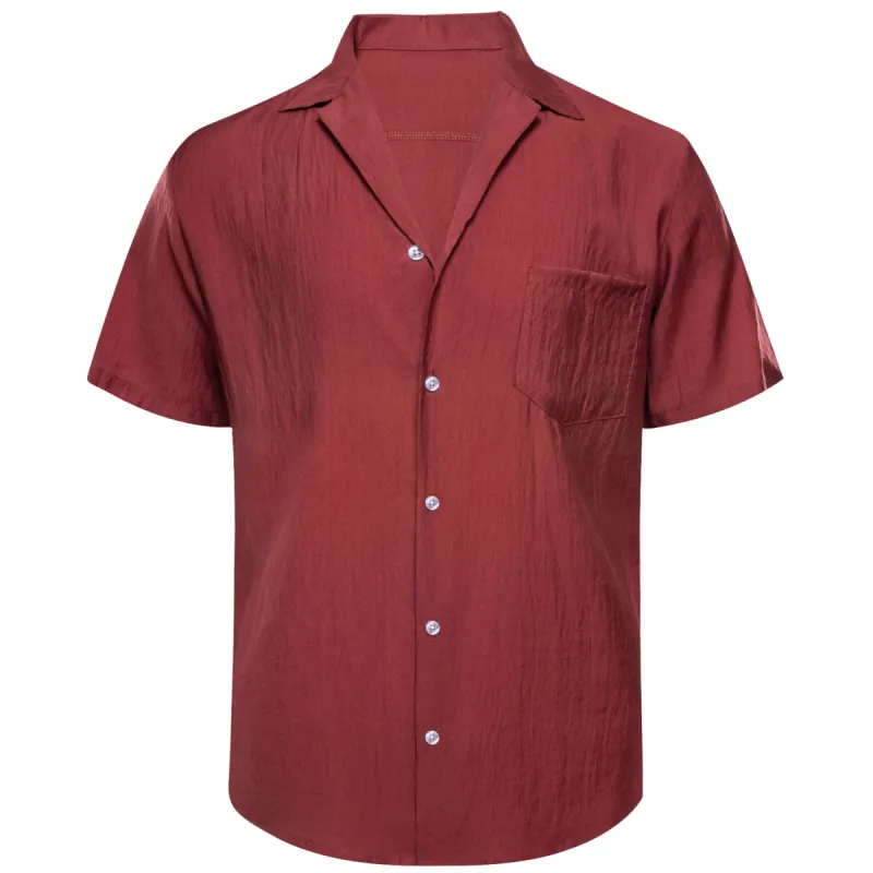 Barry Wang FireBrick Red Mens Shirt Short Sleeves Winsdor Collar Shirt sold by Barrywang