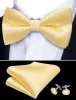 Pale Yellow Solid Silk Pre Tied Bow Tie Hanky Cufflinks Set sold by Barrywang
