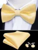 Pale Yellow Solid Silk Pre Tied Bow Tie Hanky Cufflinks Set sold by Barrywang