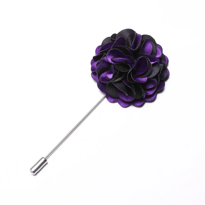 Barry Wang Wedding Brooch Luxury Purple Black Flower Brooch for Men sold by Barrywang
