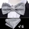 Silver Paisley Bow Tie Hanky Cufflinks Set sold by Barrywang