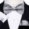 Silver Paisley Bow Tie Hanky Cufflinks Set sold by Barrywang