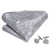 Silver Paisley Bow Tie Hanky Cufflinks Set sold by Barrywang