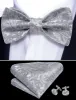 Silver Paisley Bow Tie Hanky Cufflinks Set sold by Barrywang