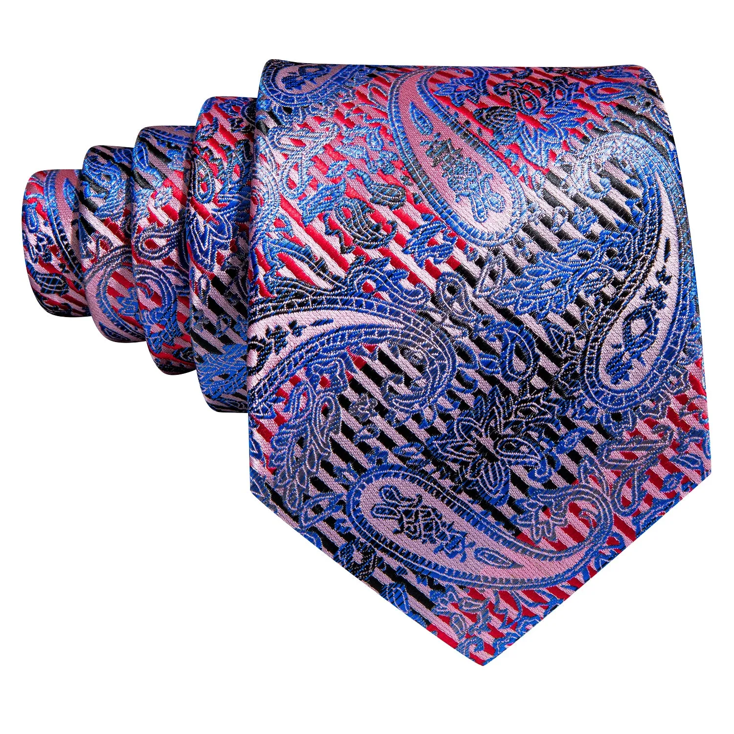 Blue Red Paisley Silk Tie Hanky Cufflinks Set sold by Barrywang product image thumbnail 5