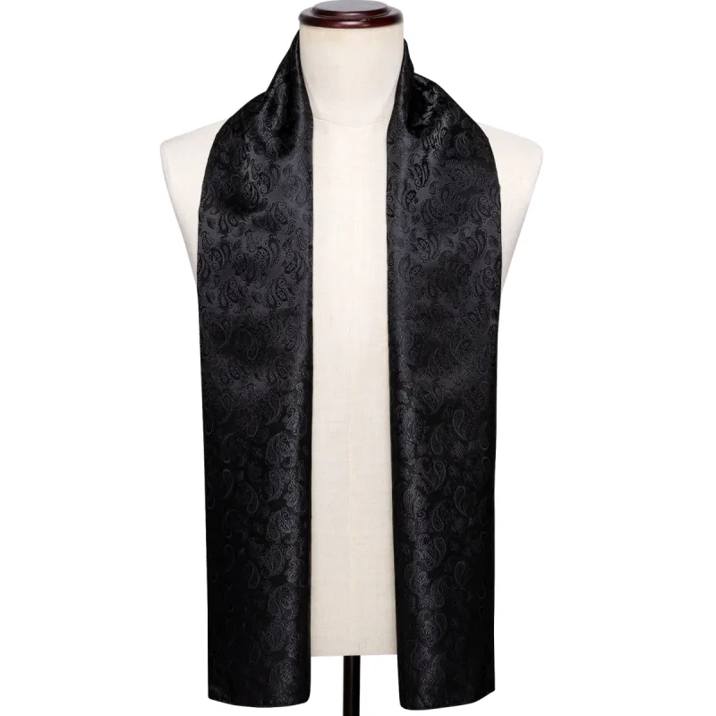 Barry Wang Silk scarf Luxury Black Paisley Scarf sold by Barrywang