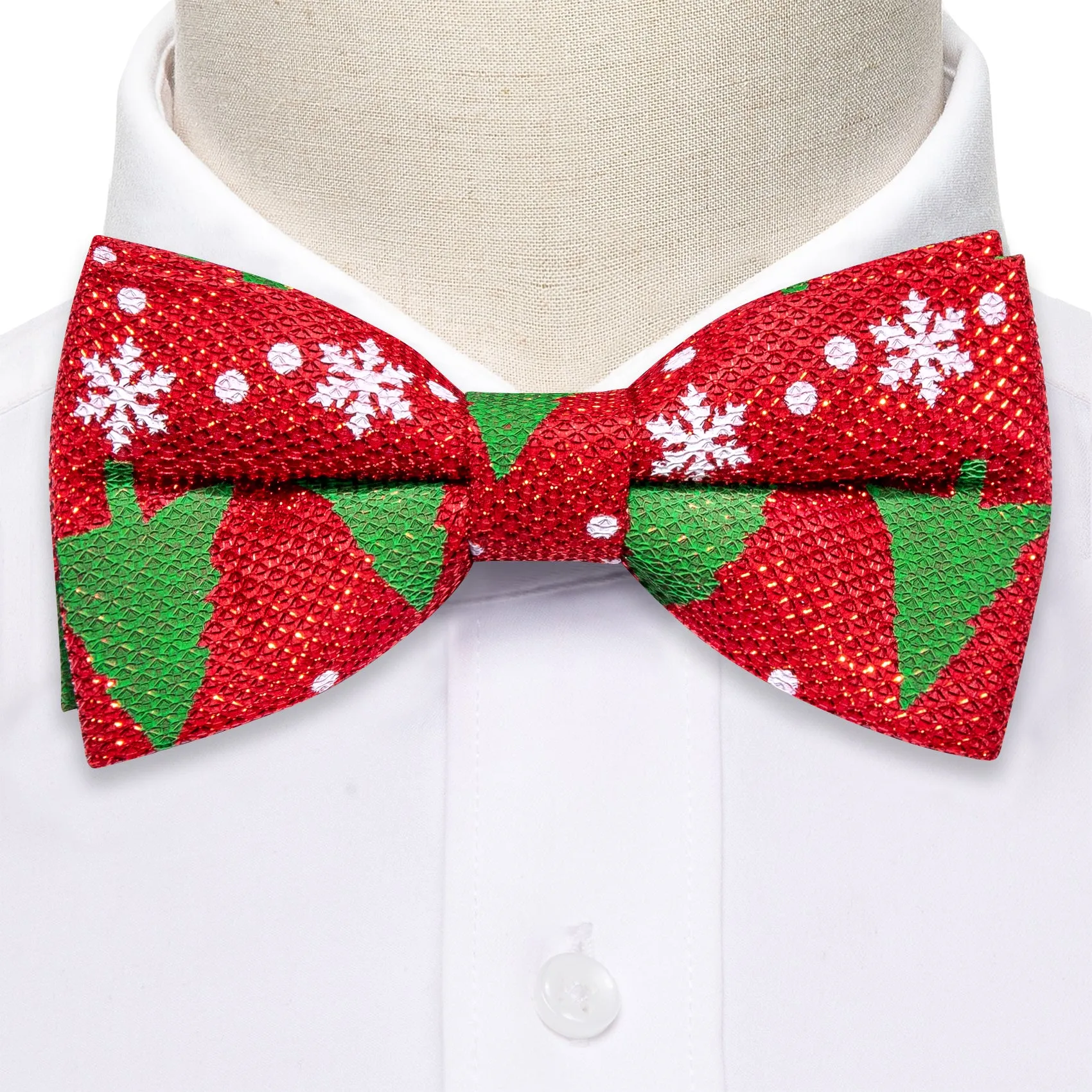 Red Green Christmas Tree Silk Pre-tied Bow Tie sold by Barrywang product image thumbnail 3