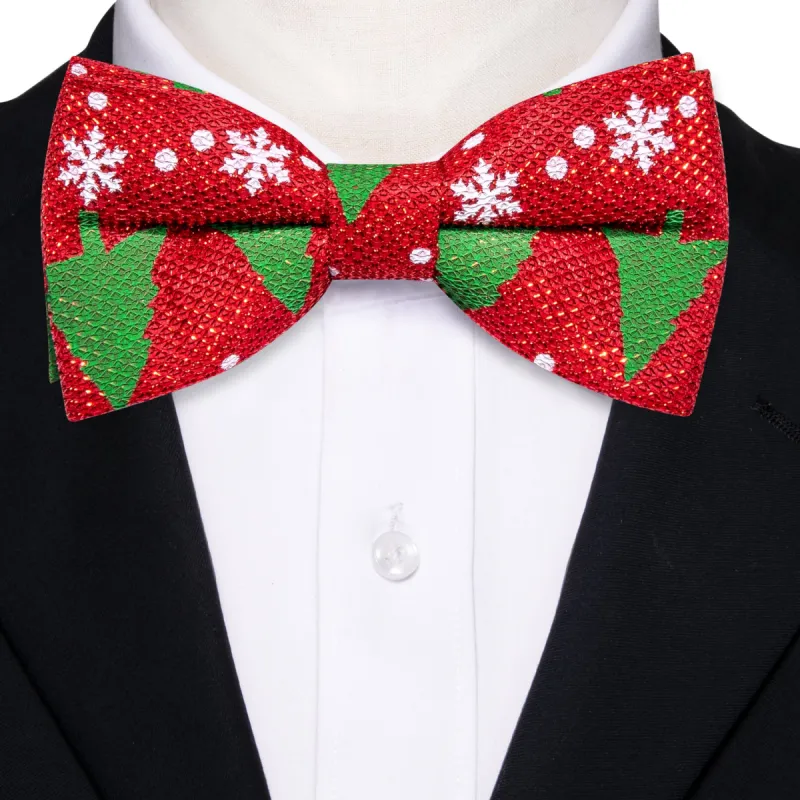Red Green Christmas Tree Silk Pre-tied Bow Tie sold by Barrywang