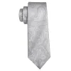 Barry Wang Light Grey Ties Paisley Silk Tie Handkerchief Cufflinks Set sold by Barrywang
