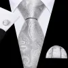 Barry Wang Light Grey Ties Paisley Silk Tie Handkerchief Cufflinks Set sold by Barrywang