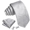 Barry Wang Light Grey Ties Paisley Silk Tie Handkerchief Cufflinks Set sold by Barrywang