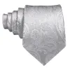 Barry Wang Light Grey Ties Paisley Silk Tie Handkerchief Cufflinks Set sold by Barrywang