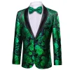 Barry.Wang Men's Suit Green Blue Flower Shawl Collar Suit Jacket sold by Barrywang