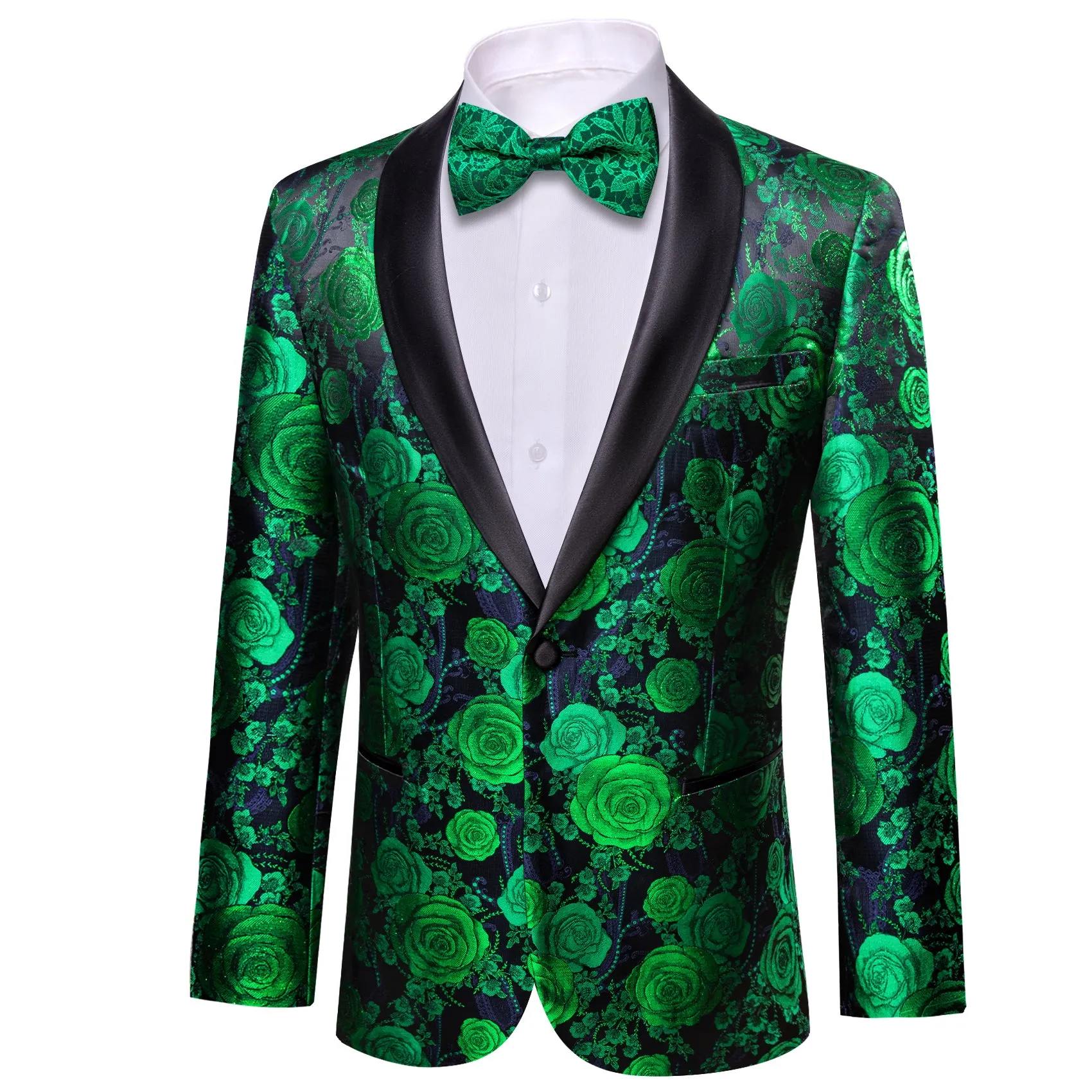 Barry. Wang Men's Suit Green Blue Flower Shawl Collar Suit Jacket sold by Barrywang product image thumbnail 4