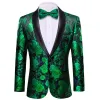 Barry.Wang Men's Suit Green Blue Flower Shawl Collar Suit Jacket sold by Barrywang