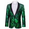 Barry.Wang Men's Suit Green Blue Flower Shawl Collar Suit Jacket sold by Barrywang