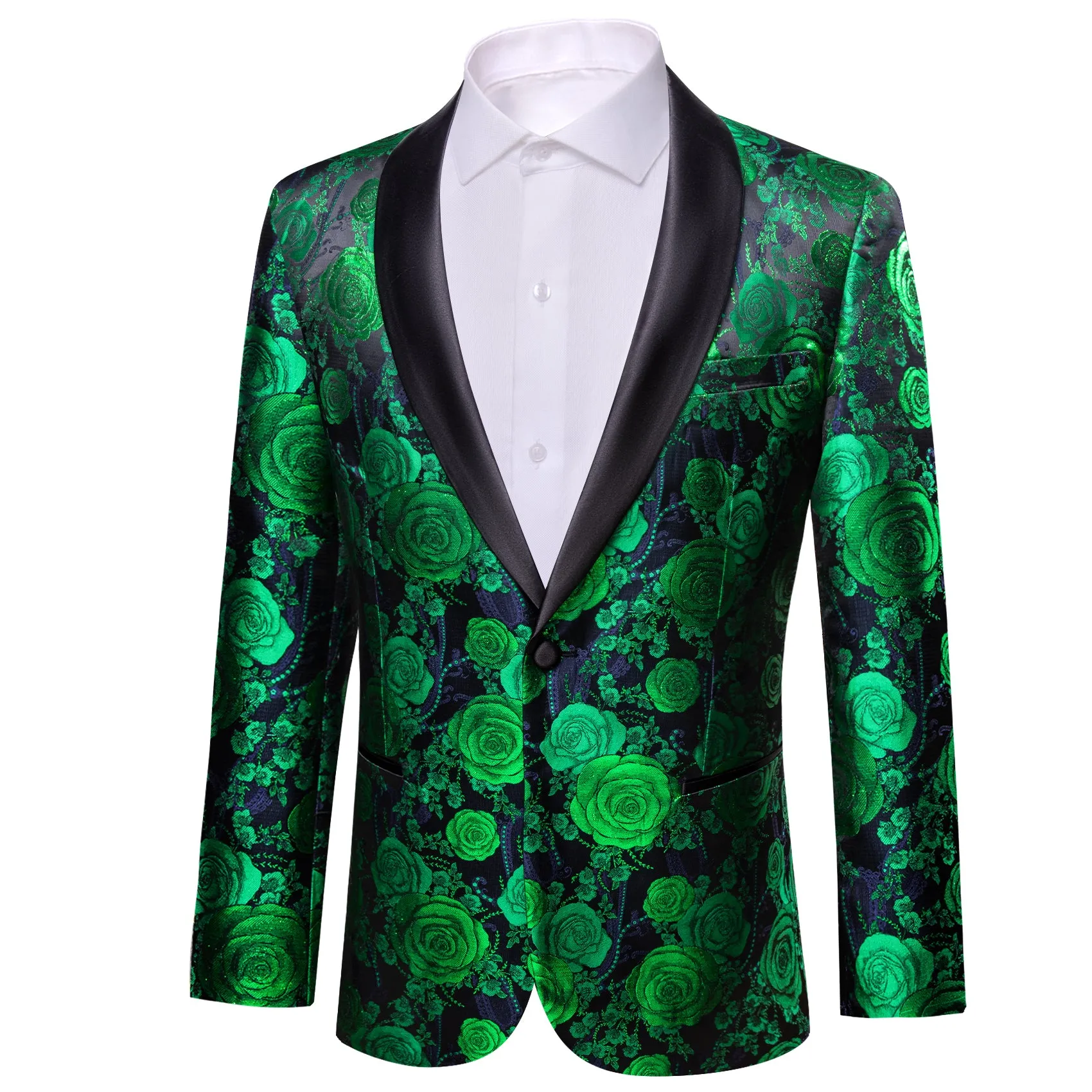 Barry. Wang Men's Suit Green Blue Flower Shawl Collar Suit Jacket sold by Barrywang product image thumbnail 2
