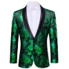 Barry.Wang Men's Suit Green Blue Flower Shawl Collar Suit Jacket sold by Barrywang
