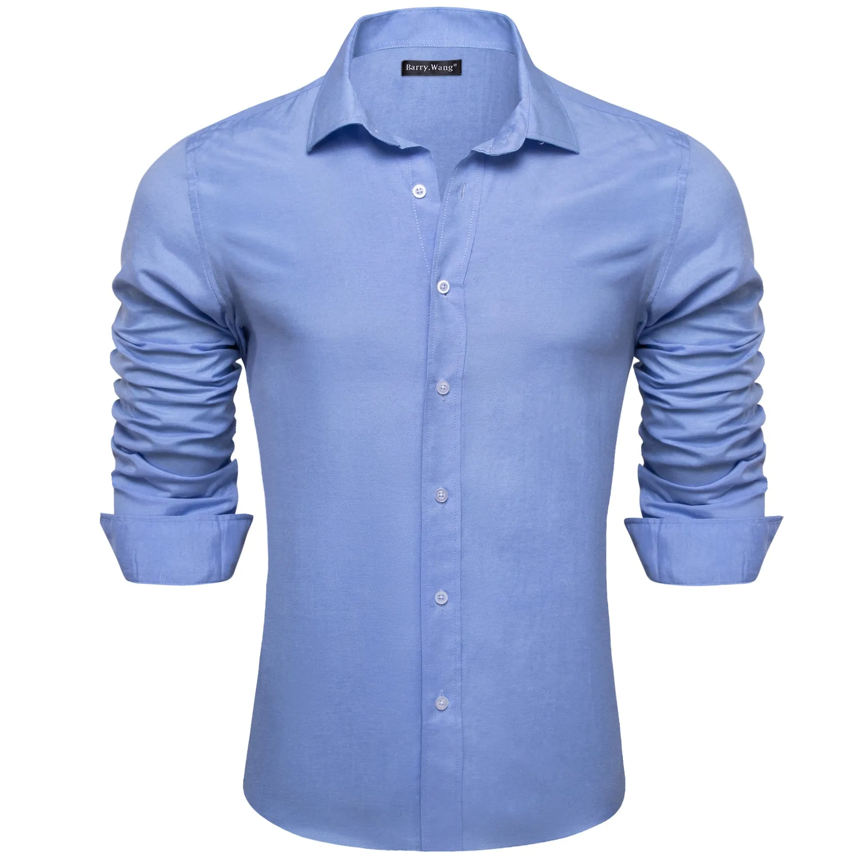 Barry.wang Cornflowerblue Solid Men's Shirt sold by Barrywang product image thumbnail 3