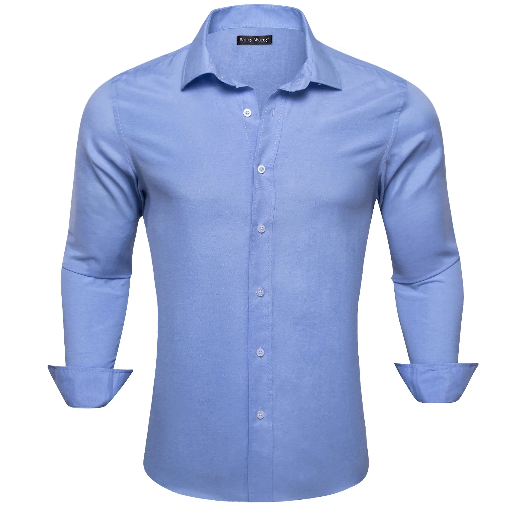 Barry.wang Cornflowerblue Solid Men's Shirt sold by Barrywang